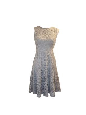 London Times Beige Floral Crochet Lace Midi Dress Sz: 4 Fit And Flare Sleeveless